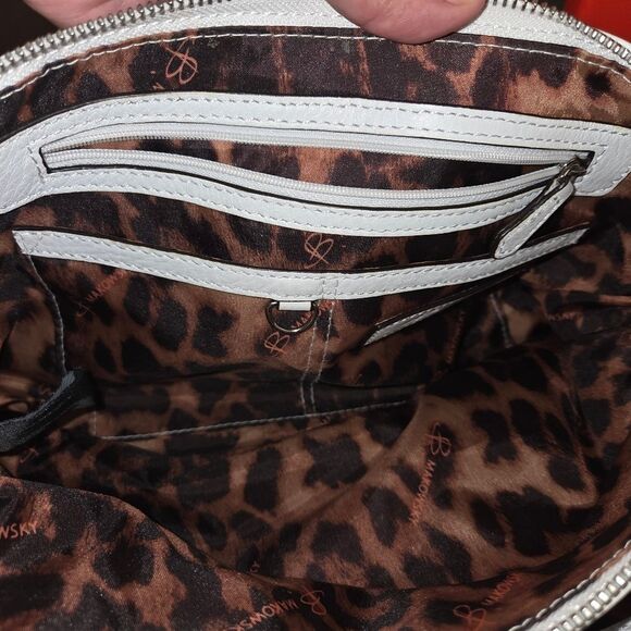 B. Makowsky Vintage White Pebble  Leather Shoulder Bag Purse - Picture 13 of 16